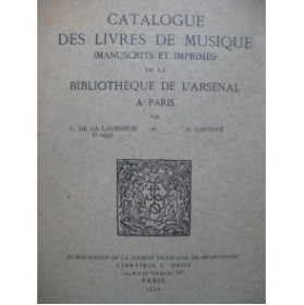 Catalogue des Livres de Musique de la Bibliothèque de l'Arsenal 1936