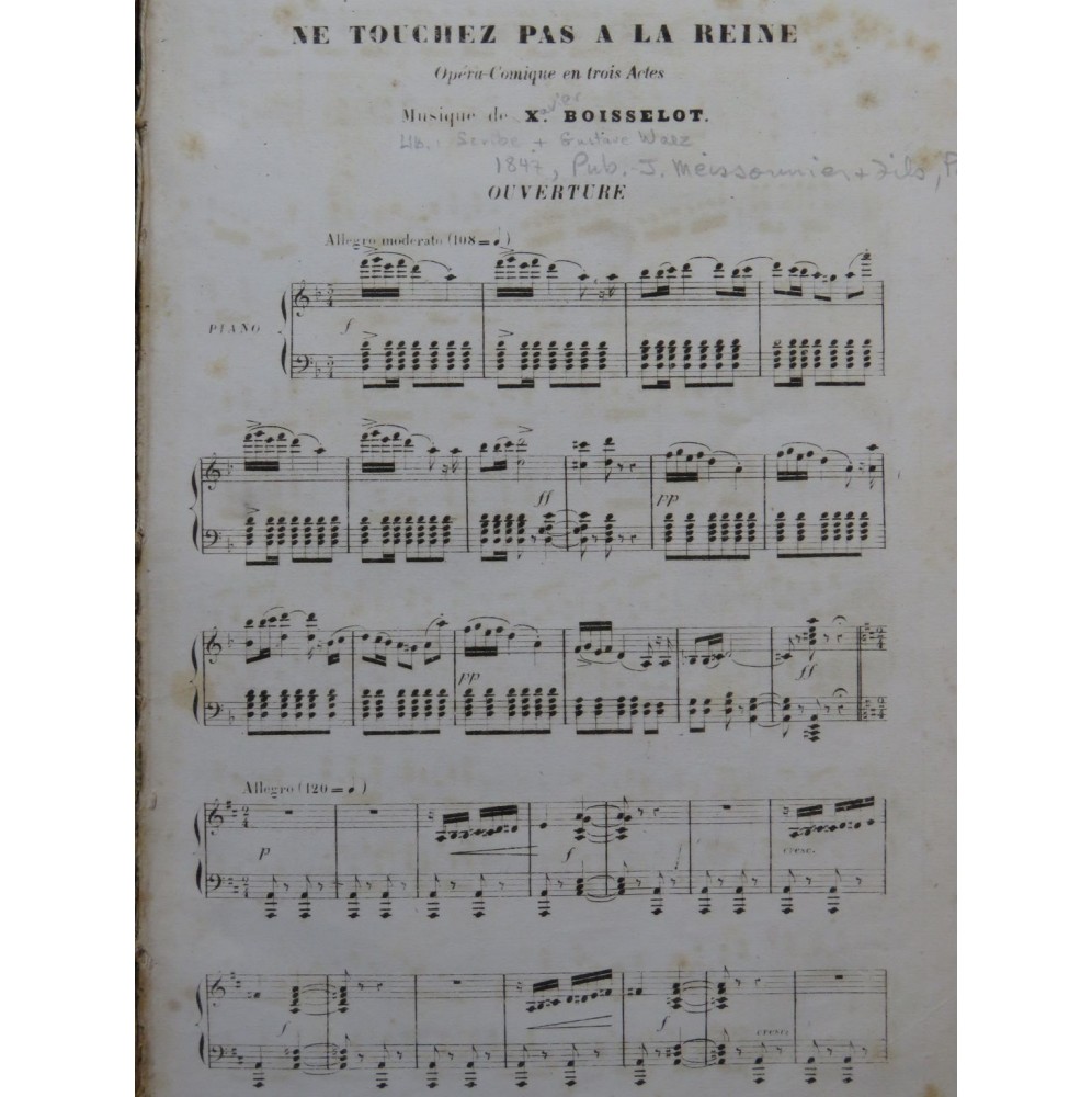 BOISSELOT X. Ne touchez pas à la Reine Opéra Chant Piano ca1847