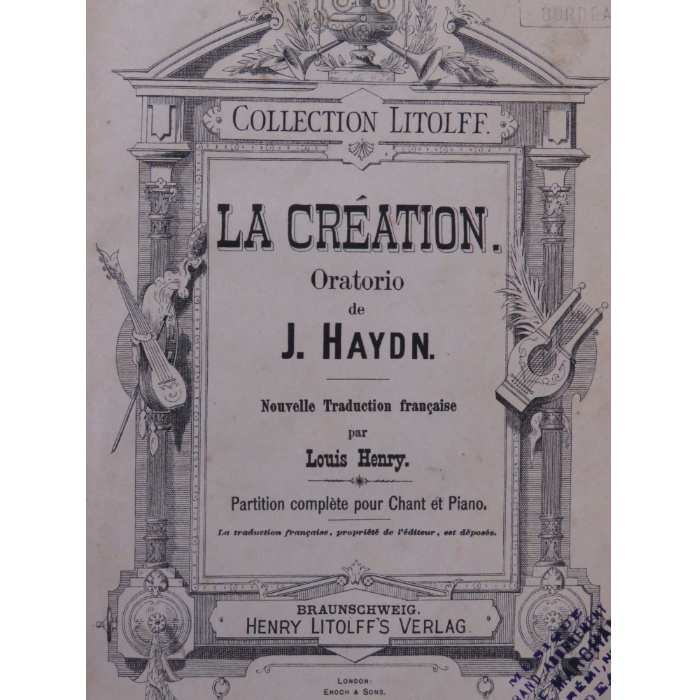 HAYDN Joseph La Création Oratorio Chant Piano XIXe