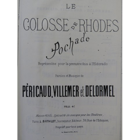 PÉRICAUD VILLEMER DELORMEL Le Colosse de Rhodes Chant Piano