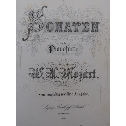 MOZART W. A. Sonaten Sonates Piano ca1870