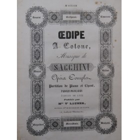 SACCHINI Antonio Oedipe à Colone Opéra Chant Piano ca1855