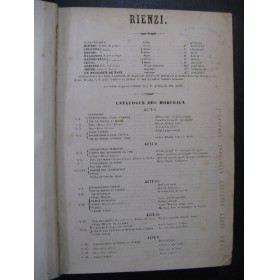 WAGNER Richard Rienzi Opéra Piano Chant ca1870