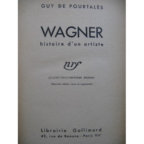 DE POURTALÈS Guy Wagner Histoire d'un Artiste 1942