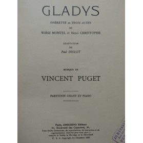 PUGET Vincent Gladys Opérette Chant Piano 1925