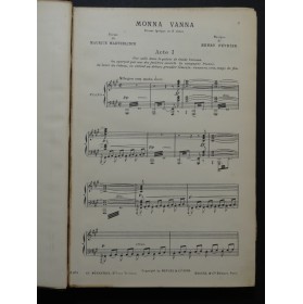 FÉVRIER Henry Monna Vanna Opéra Piano Chant 1908