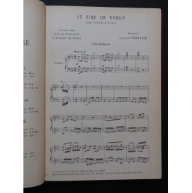 TERRASSE Claude Le Sire de Vergy Opéra Chant Piano 1903
