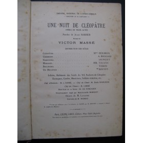 MASSÉ Victor Une Nuit de Cléopâtre Opéra Chant Piano 1885