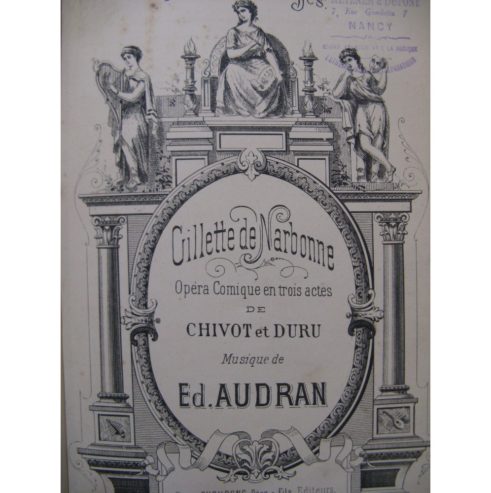 AUDRAN Edmond Gillette de Narbonne Opéra Piano ca1885