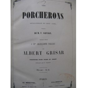 GRISAR Albert Les Porcherons Opéra Piano Chant ca1850