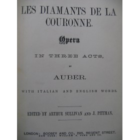 AUBER D. F. E. Les Diamants de la Couronne Opéra Italian English Chant Piano