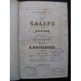 BOIELDIEU Adrien Le Calife de Bagdad Opéra Chant Piano ca1850