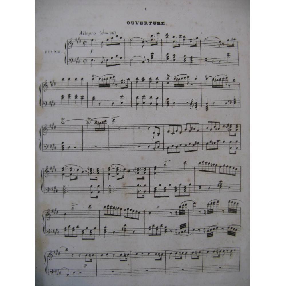 AUBER D. F. E. Le Duc d'Olonne Opéra Chant Piano 1842