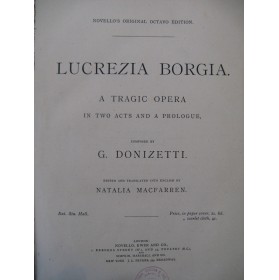 DONIZETTI G. Lucrezia Borgia English Opéra Chant Piano ca1895