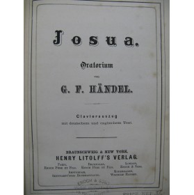 HAENDEL G. F. Josua Oratorium Chant Piano XIXe