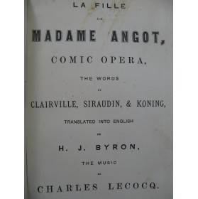 LECOCQ Charles La Fille de Madame Angot Opéra English Chant Piano XIXe