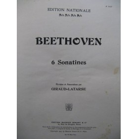 BEETHOVEN 6 Sonatines Piano 1917