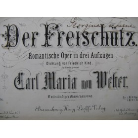 WEBER Der Freischutz Opéra Chant Piano ca1850