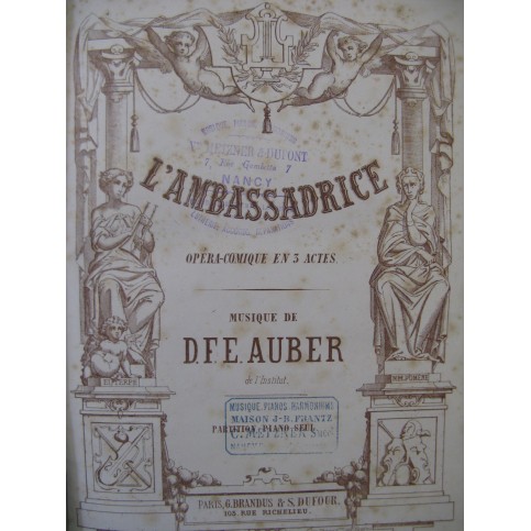 AUBER D. F. E. L'Ambassadrice Opéra Piano seul ca1860