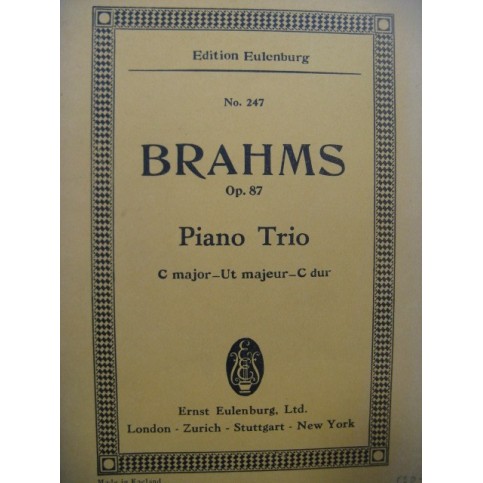 BRAHMS Johannes Trio op 87 Piano Violon Violoncelle