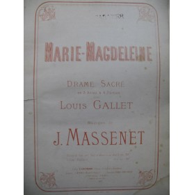 MASSENET Jules Marie-Magdeleine Chant Piano 1873