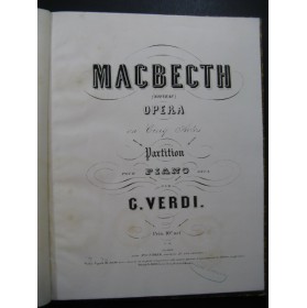 VERDI Giuseppe Macbeth Opera Piano solo ca1860