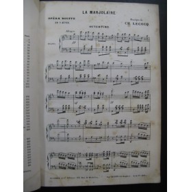LECOCQ Charles La Marjolaine Opéra Chant Piano 1878