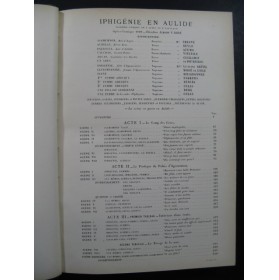 GLUCK C. W. Iphigenie en Aulide Opéra Chant Piano 1907