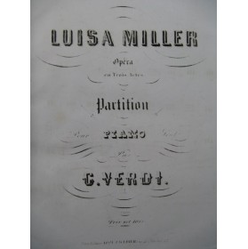 VERDI Giuseppe Luisa Miller Opera Piano solo ca1860