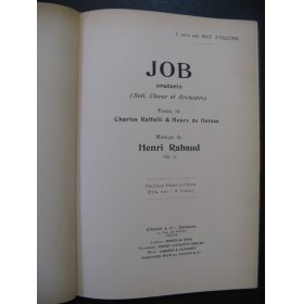 RABAUD Henri Job Oratorio Chant Piano 1900
