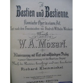 MOZART W. A. Bastien und Bastienne Opéra Chant Piano XIXe