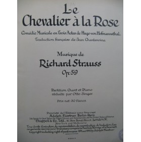 STRAUSS Richard Le Chevalier à la Rose Opéra Chant Piano 1912