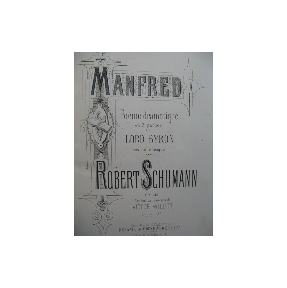 SCHUMANN Robert Manfred Opera Chant Piano ca1875
