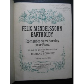 MENDELSSOHN Romances sans paroles Piano ca1900