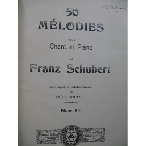 SCHUBERT Franz 50 Mélodies Chant Piano 1911