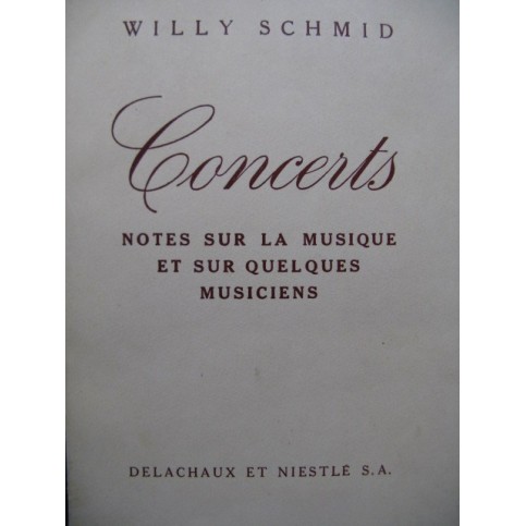 SCHMID Willy Concerts Notes sur la Musique 1941