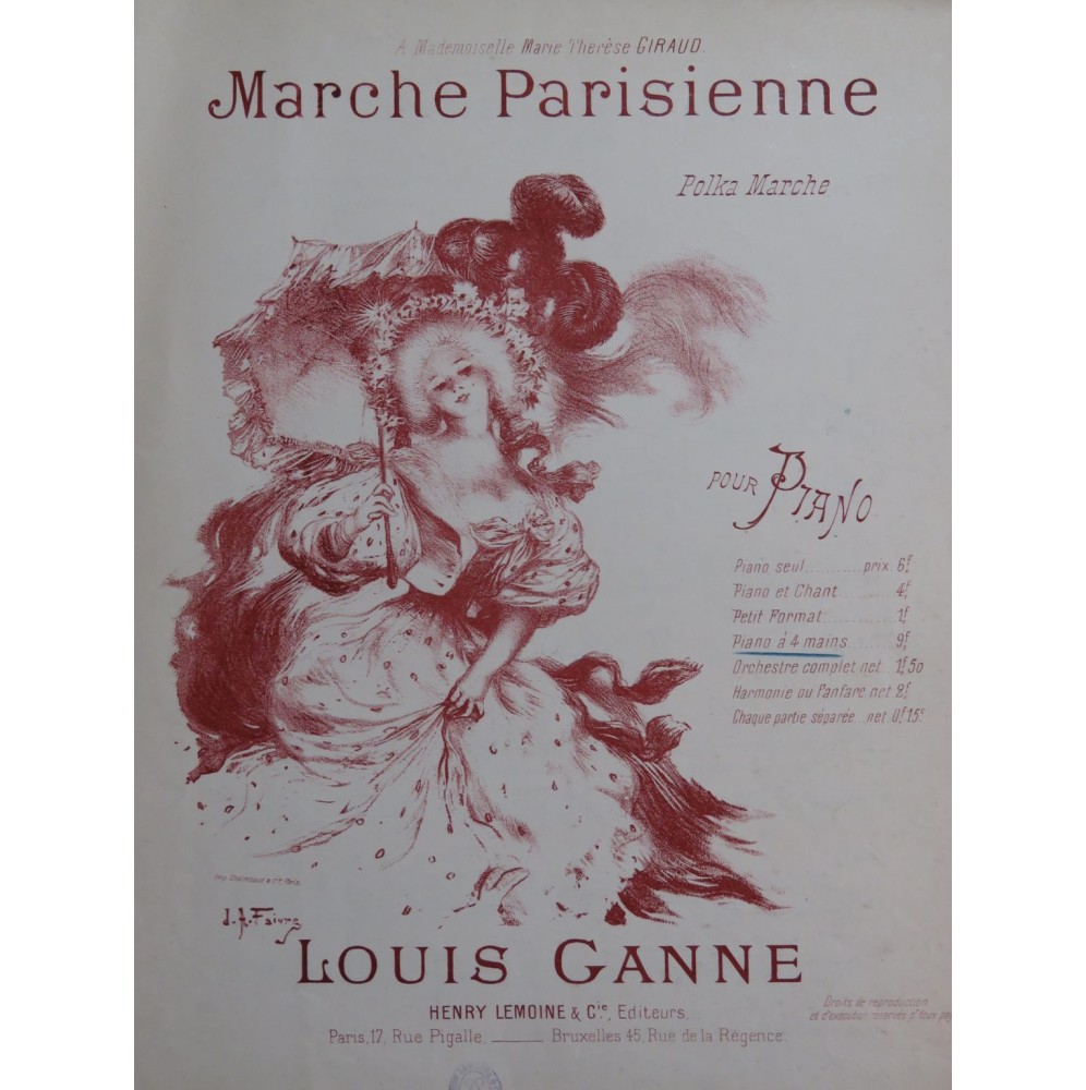 GANNE Louis Marche Parisienne Piano 4 mains ca1898