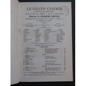 LECOCQ Charles Le Grand Casimir Opérette Chant Piano 1879