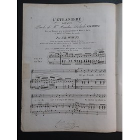 WOETS Joseph Bernard L'Étrangère Chant Piano ou Harpe ca1830