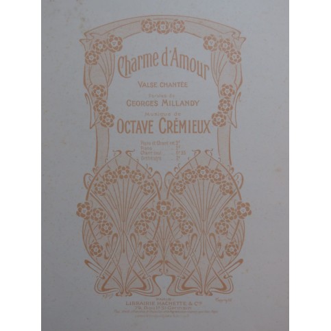 CRÉMIEUX Octave Charme d'Amour Chant Piano 1903
