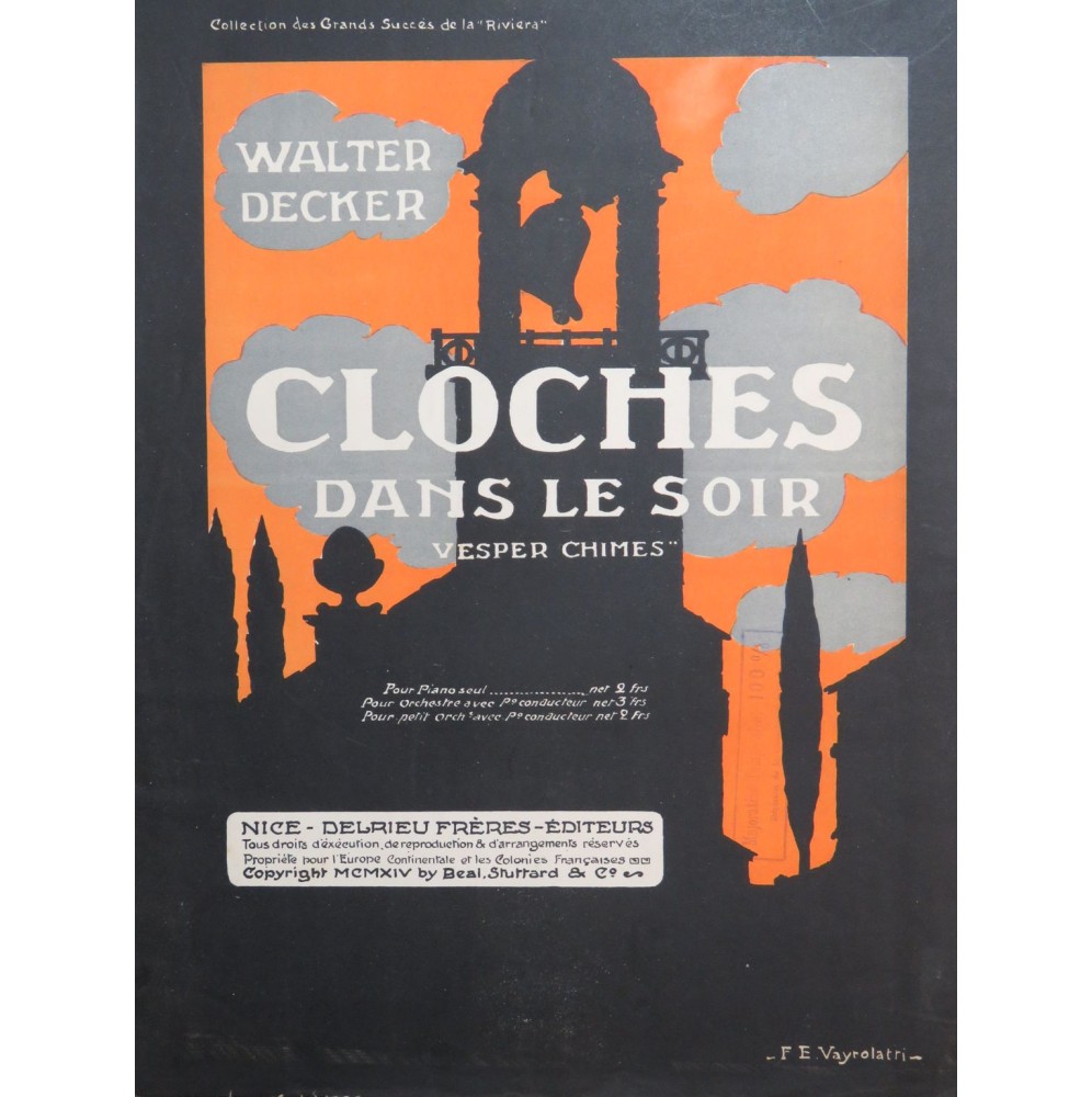 DECKER Walter Cloches dans le soir Piano 1920