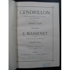 MASSENET Jules Cendrillon Opéra Piano solo 1899