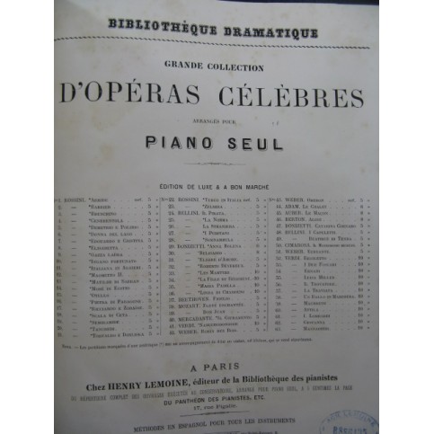 VERDI Giuseppe Nabuchodonosor Piano solo ca1870
