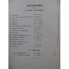 DELIBES Léo Quinze Mélodies Chant Piano 1893