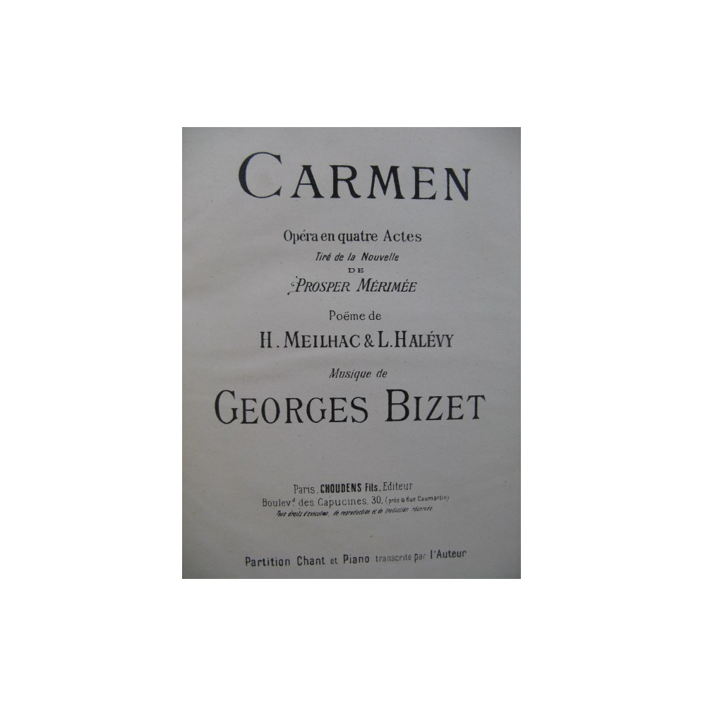 BIZET Georges Carmen Opéra XIXe