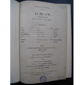LALO Edouard Le Roi d'Ys Opéra Chant Piano 1888