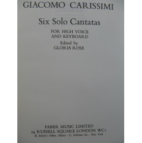 CARISSIMI Giacomo Six Solo Cantatas Chant Piano 1969