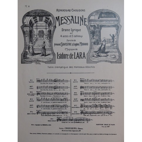 DE LARA Isidore Messaline No 1 Chant Piano 1925