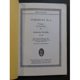 DVORAK Antonin Symphonie No 6 op 60 Orchestre