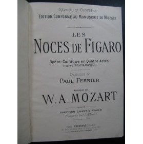MOZART W. A. Les Noces de Figaro Opera Chant Piano XIXe